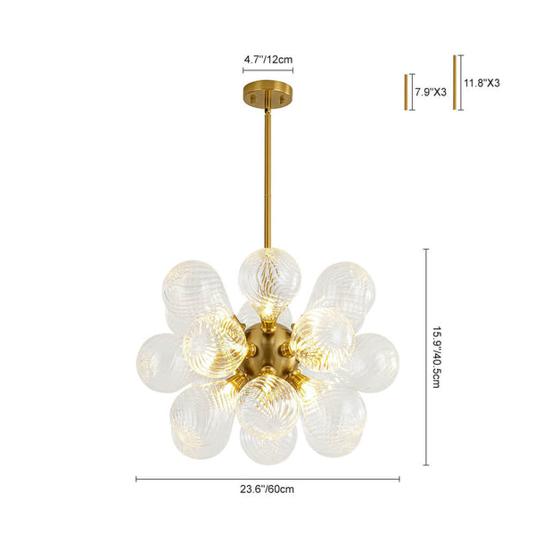 Modern 18 - Light Clear Stripe Glass Bubble Cluster Chandelier - Yiilighting