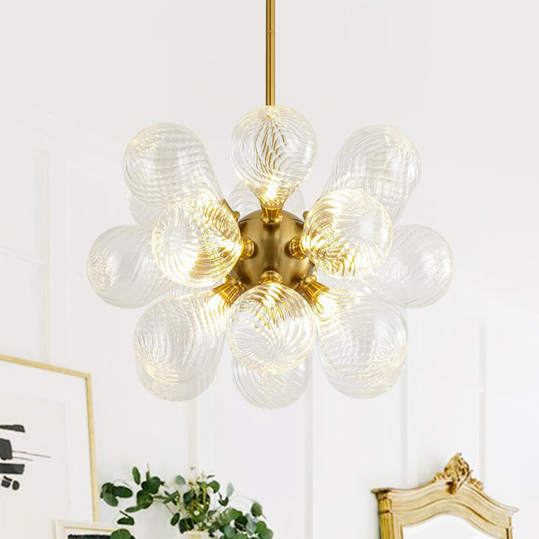 Modern 18 - Light Clear Stripe Glass Bubble Cluster Chandelier - Yiilighting