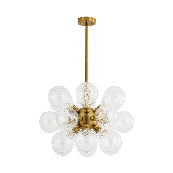 Modern 18 - Light Clear Stripe Glass Bubble Cluster Chandelier - Yiilighting