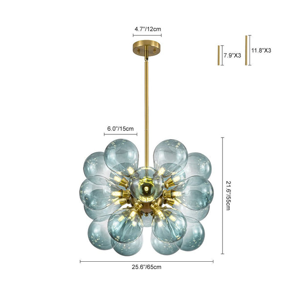 Modern 18-Light Glass Bubble Cluster Chandelier - Yiilighting