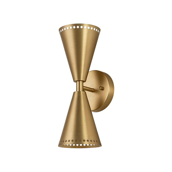 Modern 2 - Light Brushed Brass Double - Conical Wall Sconce - Yiilighting