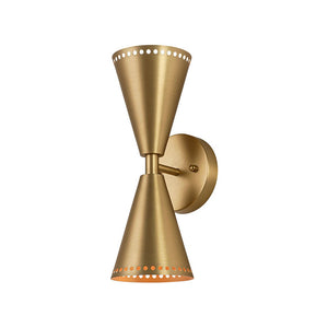 Modern 2 - Light Brushed Brass Double - Conical Wall Sconce - Yiilighting