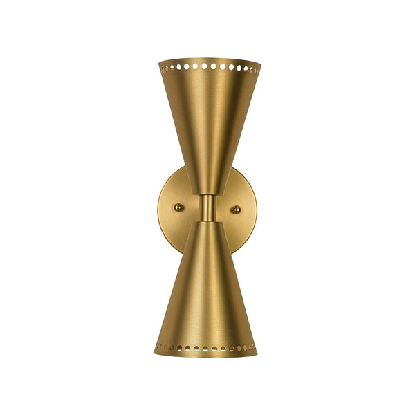 Modern 2 - Light Brushed Brass Double - Conical Wall Sconce - Yiilighting