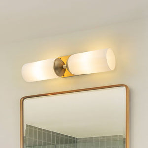 Modern 2 - Light Cylindrical Opal White Glass Vanity Wall Sconce - Yiilighting