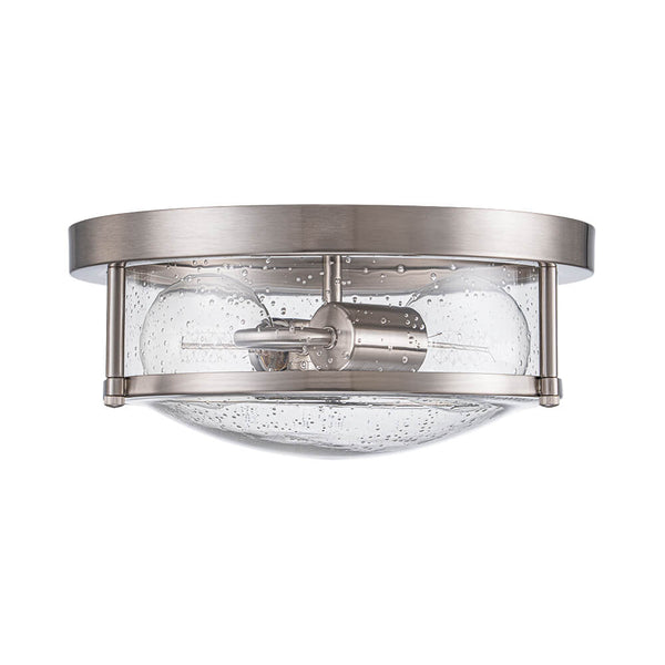 Modern 2 - Light Drum Seeded Glass Flush Mount Ceiling Light - Yiilighting