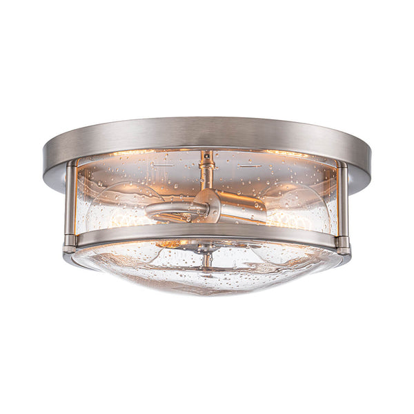 Modern 2 - Light Drum Seeded Glass Flush Mount Ceiling Light - Yiilighting