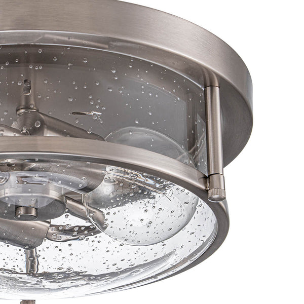 Modern 2 - Light Drum Seeded Glass Flush Mount Ceiling Light - Yiilighting