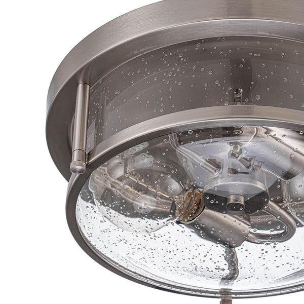 Modern 2 - Light Drum Seeded Glass Flush Mount Ceiling Light - Yiilighting