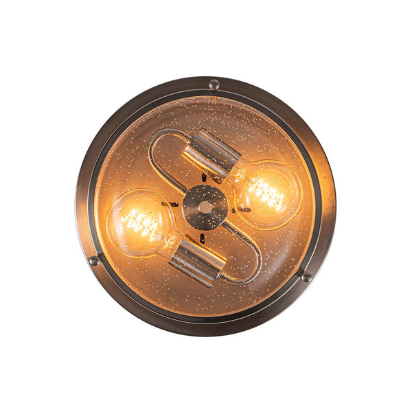 Modern 2 - Light Drum Seeded Glass Flush Mount Ceiling Light - Yiilighting