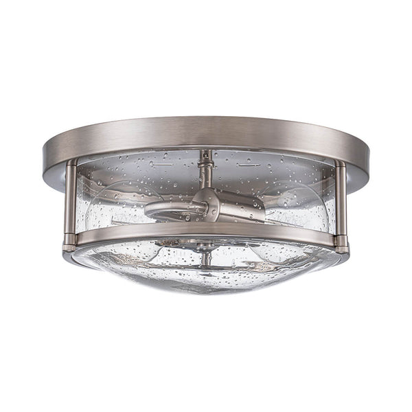 Modern 2 - Light Drum Seeded Glass Flush Mount Ceiling Light - Yiilighting