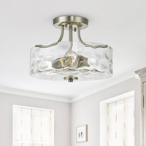 Modern 2 - Light Glass Hammer Drum Semi Flush Mount - Yiilighting