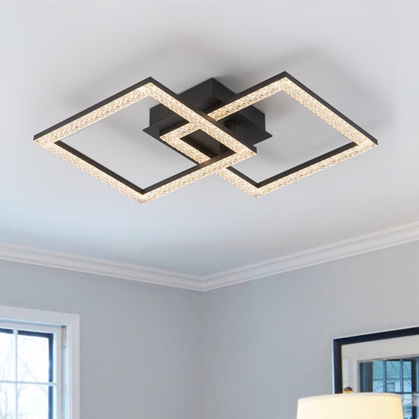 Modern 2 - Light Square LED Semi - Flush Ceiling Light - Yiilighting