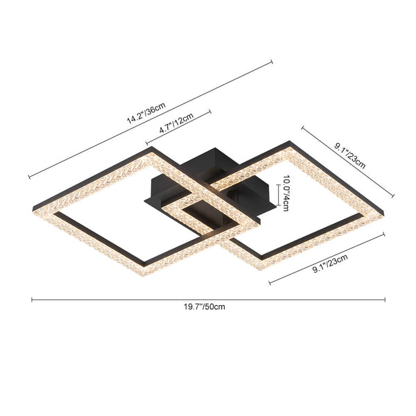 Modern 2 - Light Square LED Semi - Flush Ceiling Light - Yiilighting