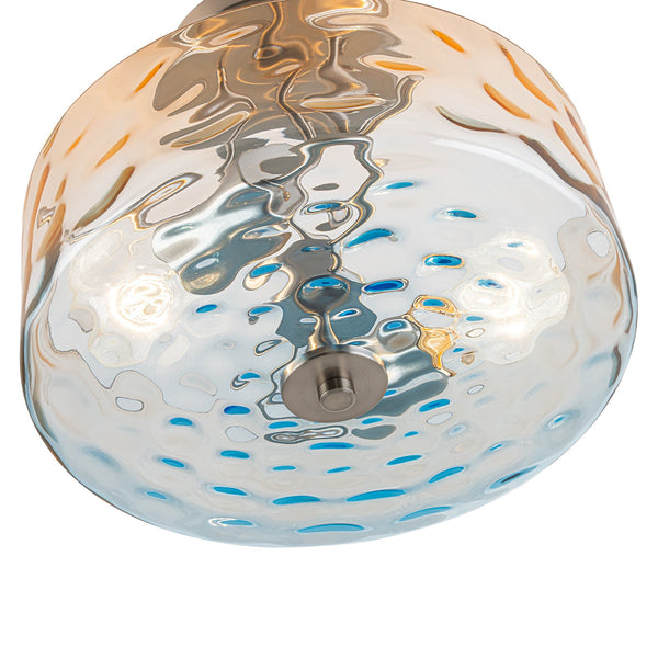Modern 2-Light Water Rippled Glass Drum Semi-Flush Mount Ceiling Light - Yiilighting