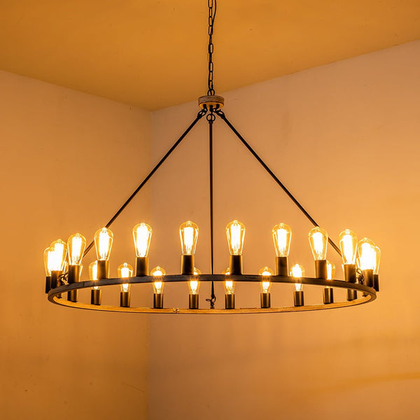 Modern 24 - Light Large Wagon Wheel Chandelier - Yiilighting