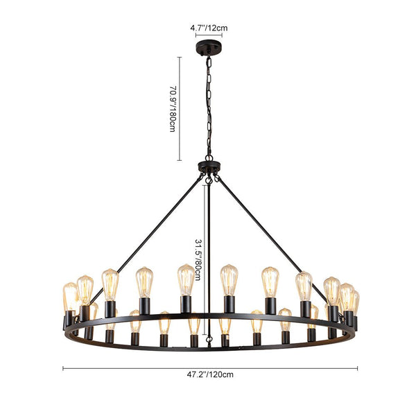 Modern 24 - Light Large Wagon Wheel Chandelier - Yiilighting