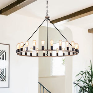 Modern 24 - Light Large Wagon Wheel Chandelier - Yiilighting