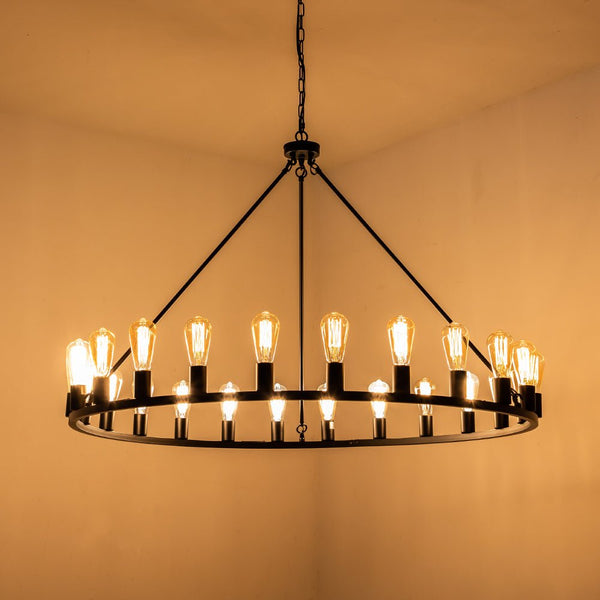 Modern 24 - Light Large Wagon Wheel Chandelier - Yiilighting