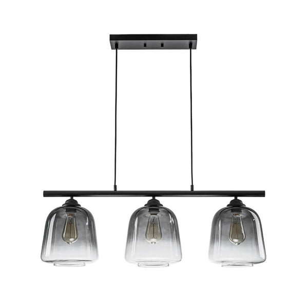 Modern 3 - Light Bell Gradient Grey Glass Linear Island Chandelier - Yiilighting