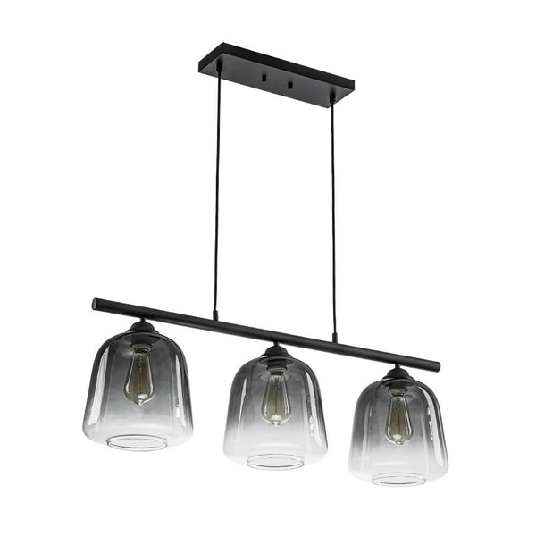 Modern 3 - Light Bell Gradient Grey Glass Linear Island Chandelier - Yiilighting