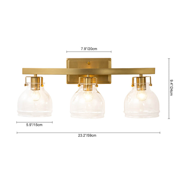 Modern 3 - Light Clear Glass Bathroom Vanity Light - Yiilighting