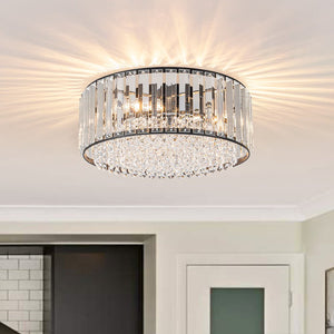 Modern 3 - Light Drum Crystal Flush Mount Light - Yiilighting