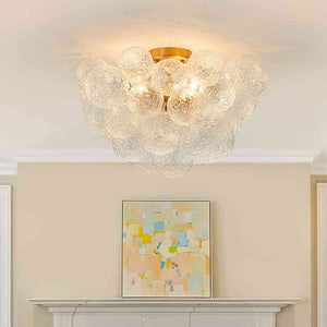 Modern 3 - Light Glass Bubble Semi Flush Mount Ceiling Light - Yiilighting