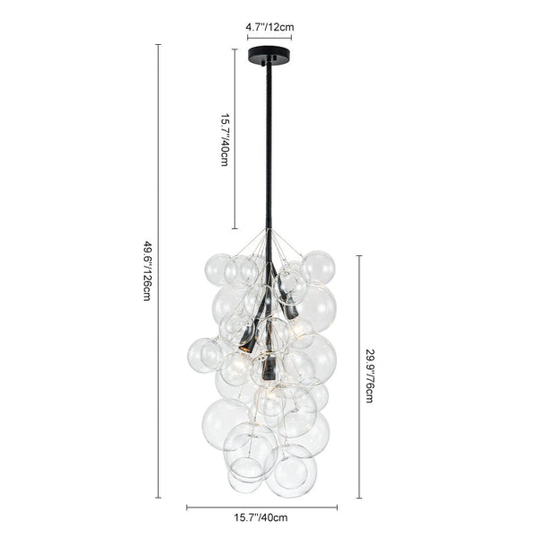 Modern 3 - Light Grape Cluster Clear Glass Chandelier - Yiilighting