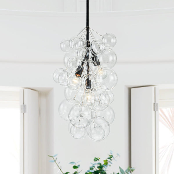 Modern 3 - Light Grape Cluster Clear Glass Chandelier - Yiilighting