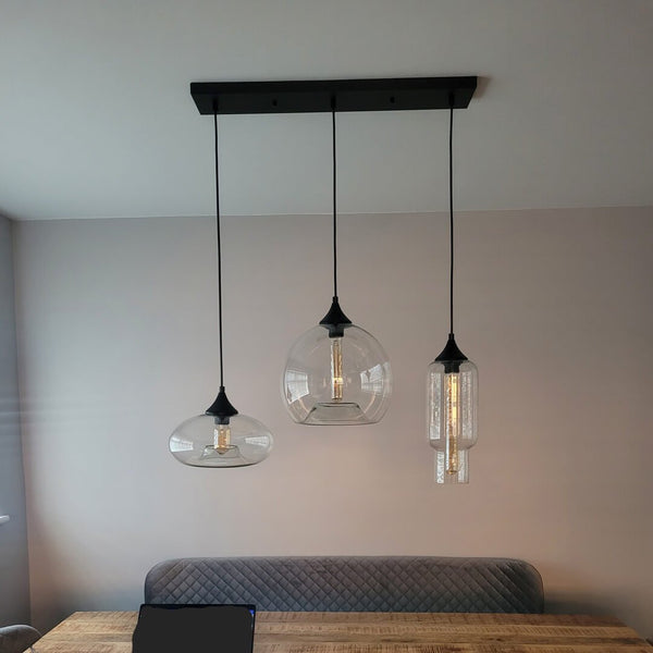 Modern 3 Light Linear Cluster Glass Pendant Light - Yiilighting