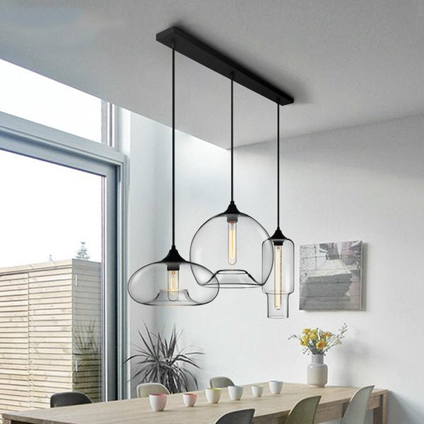 Modern 3 Light Linear Cluster Glass Pendant Light - Yiilighting