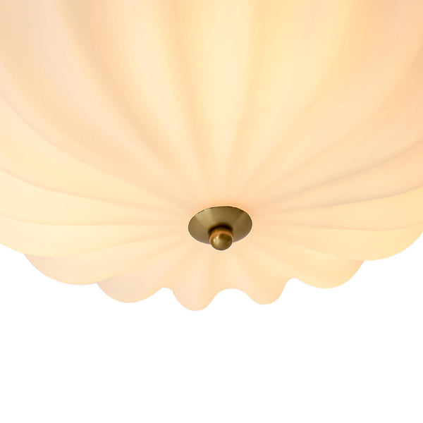 Modern 3 - Light Milky White Daisy Glass Semi - Flush Ceiling Light - Yiilighting