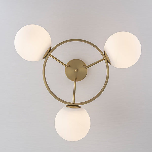 Modern 3 - Light Opal Glass Globe Circle Ring Semi Flush Mount Ceiling Light - Yiilighting