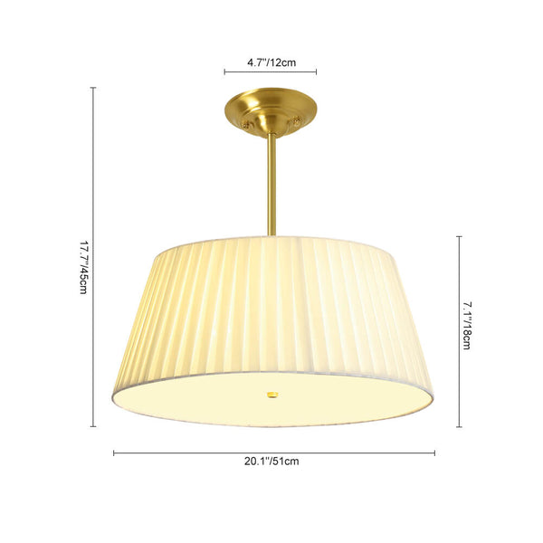 Modern 3/4 Light Pleated Drum Cone Semi - Flush Ceiling Light - Yiilighting