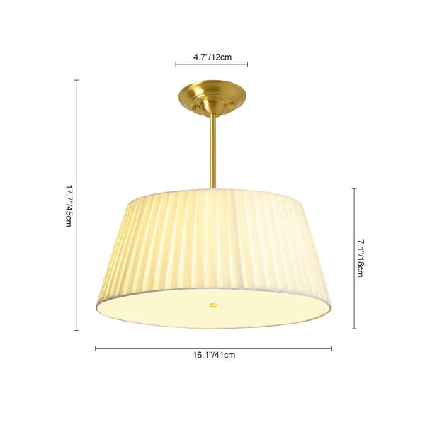 Modern 3/4 Light Pleated Drum Cone Semi - Flush Ceiling Light - Yiilighting