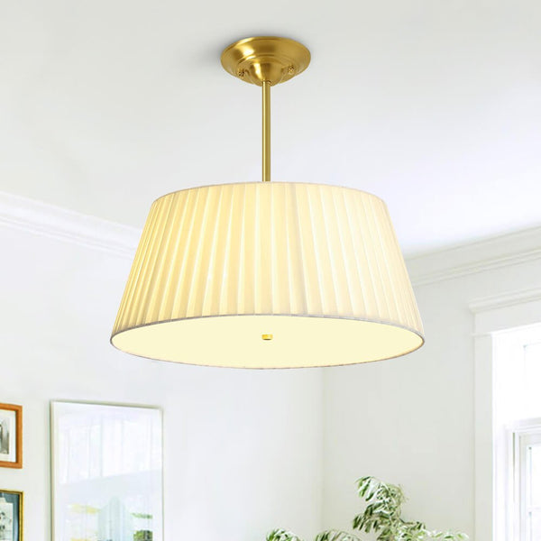 Modern 3/4 Light Pleated Drum Cone Semi - Flush Ceiling Light - Yiilighting