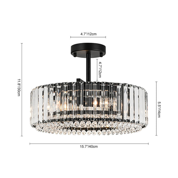Modern 4 - Light Bauhaus Crystal Semi - Flush Mount Ceiling Light - Yiilighting