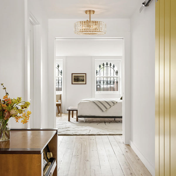 Modern 4 - Light Bauhaus Crystal Semi - Flush Mount Ceiling Light - Yiilighting