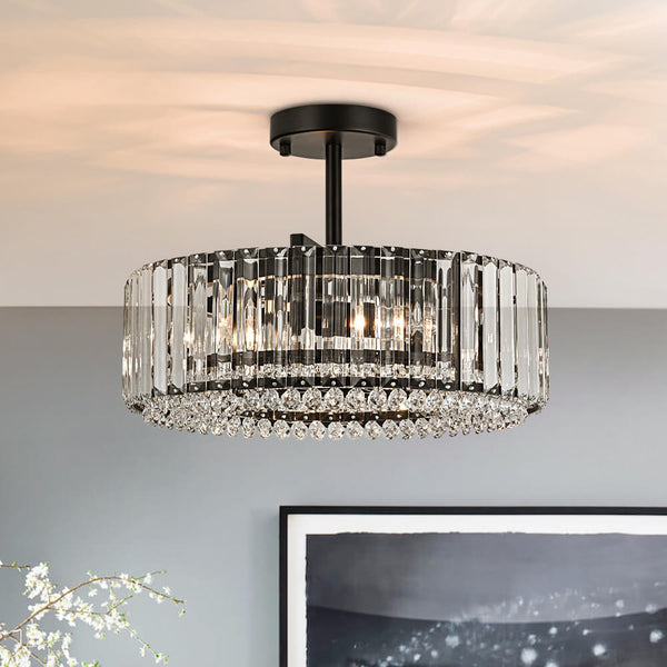 Modern 4 - Light Bauhaus Crystal Semi - Flush Mount Ceiling Light - Yiilighting