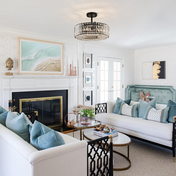 Modern 4 - Light Bauhaus Crystal Semi - Flush Mount Ceiling Light - Yiilighting