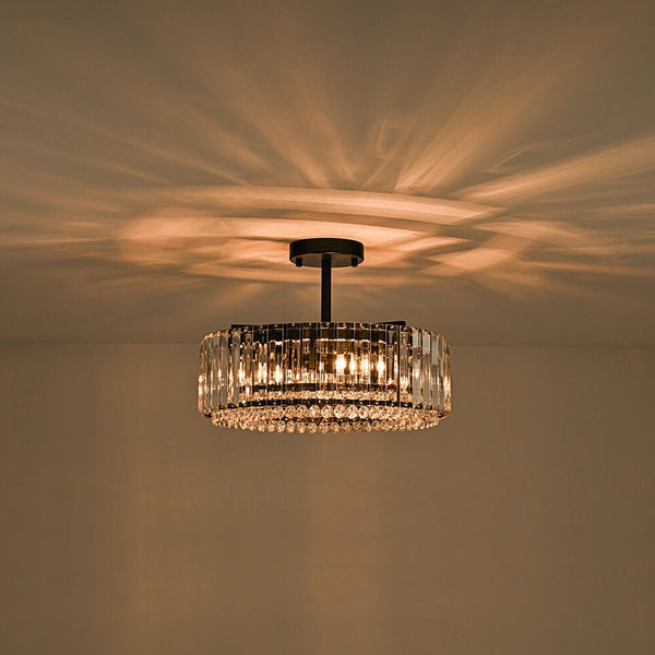 Modern 4 - Light Bauhaus Crystal Semi - Flush Mount Ceiling Light - Yiilighting