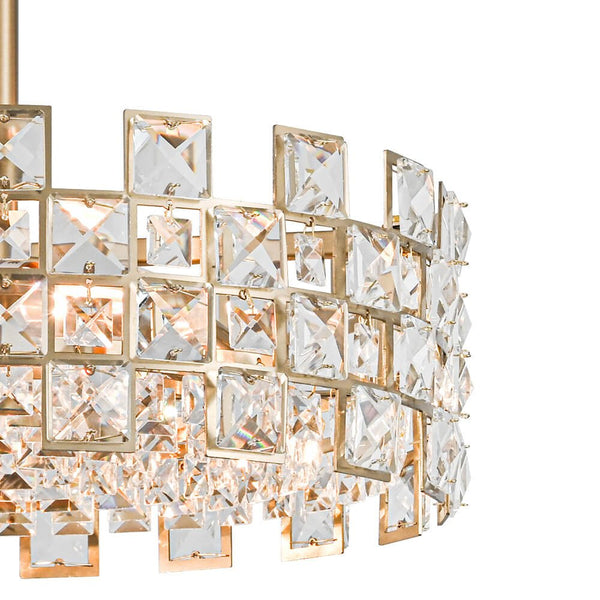 Modern 4 - Light Hollow Design Drum Crystal Semi - Flush Mount Ceiling Light - Yiilighting