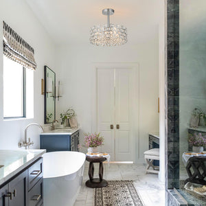 Modern 4 - Light Hollow Design Drum Crystal Semi - Flush Mount Ceiling Light - Yiilighting