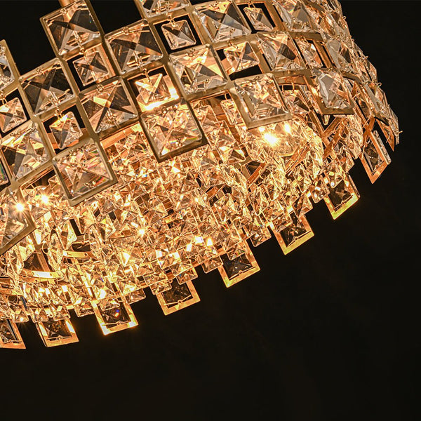 Modern 4 - Light Hollow Design Drum Crystal Semi - Flush Mount Ceiling Light - Yiilighting