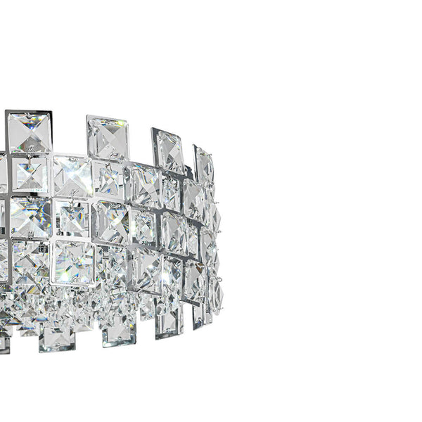 Modern 4 - Light Hollow Design Drum Crystal Semi - Flush Mount Ceiling Light - Yiilighting