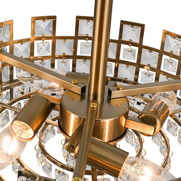 Modern 4 - Light Hollow Design Drum Crystal Semi - Flush Mount Ceiling Light - Yiilighting