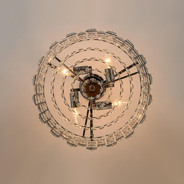 Modern 4 - Light Hollow Design Drum Crystal Semi - Flush Mount Ceiling Light - Yiilighting