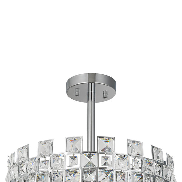 Modern 4 - Light Hollow Design Drum Crystal Semi - Flush Mount Ceiling Light - Yiilighting