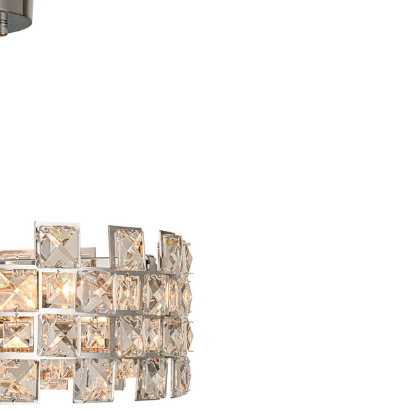 Modern 4 - Light Hollow Design Drum Crystal Semi - Flush Mount Ceiling Light - Yiilighting