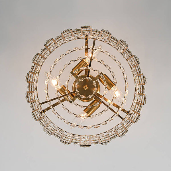 Modern 4 - Light Hollow Design Drum Crystal Semi - Flush Mount Ceiling Light - Yiilighting